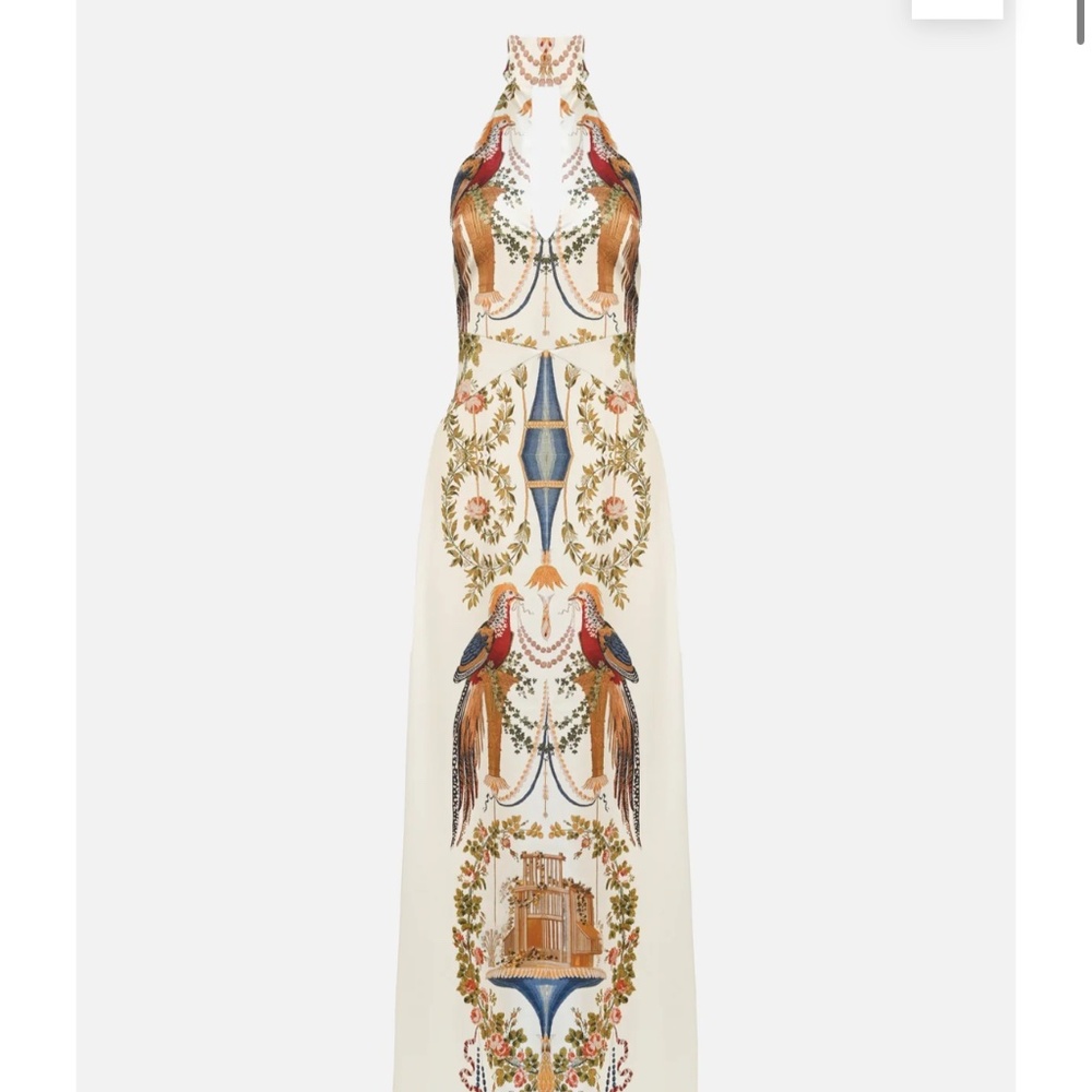 Elegant Cream Maxi Dress with Ornate Design